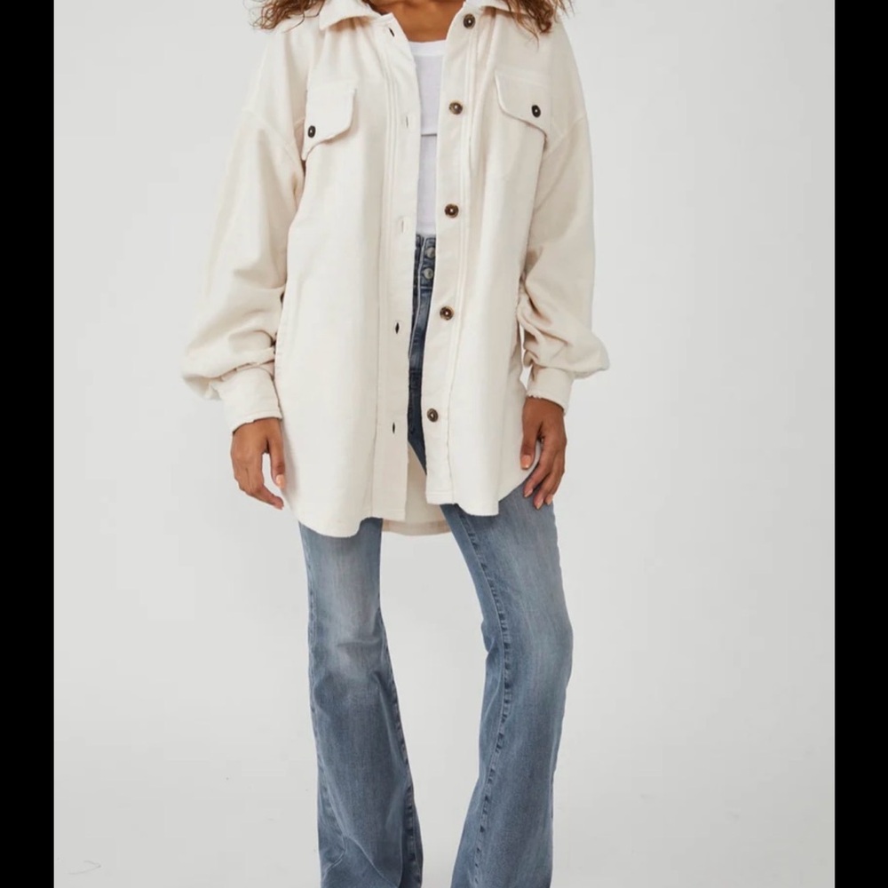 Free People Cream Utility Shacket Jacket - Picture 2 of 11